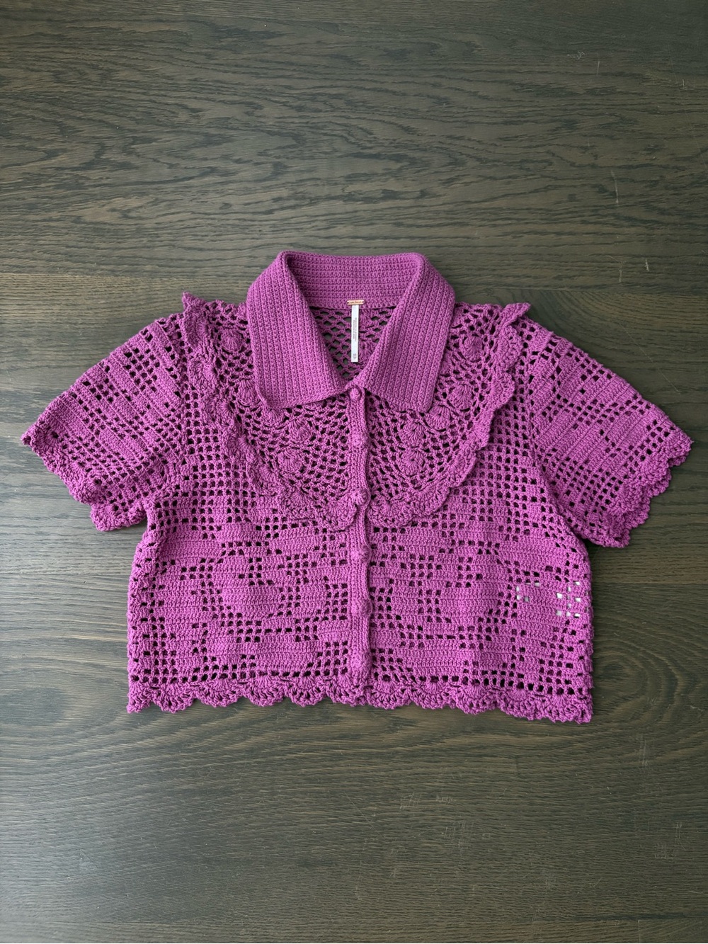 Free People Crochet Button-Up Crop Top